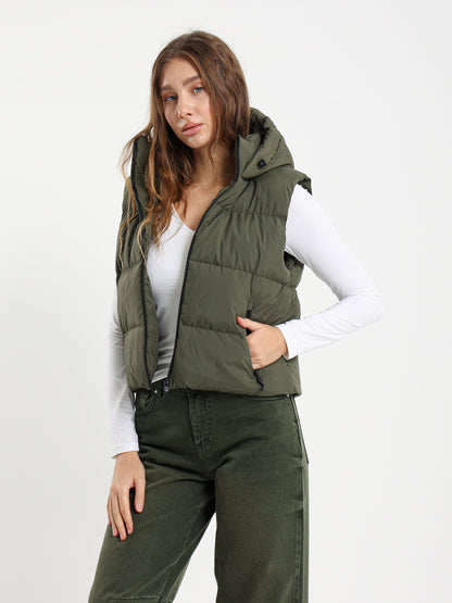 Rubberized Hooded Cropped Vest