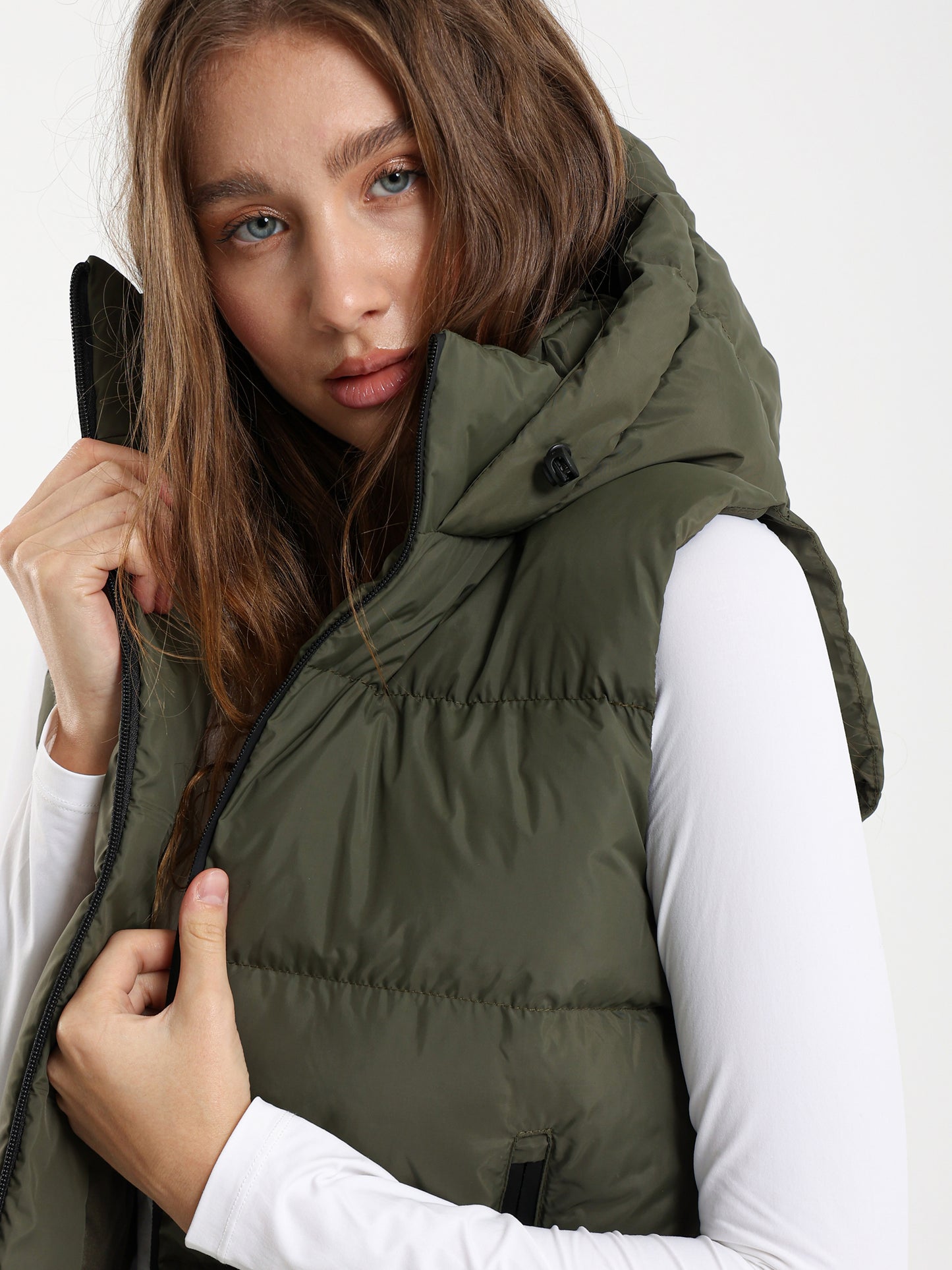 Rubberized Hooded Cropped Vest