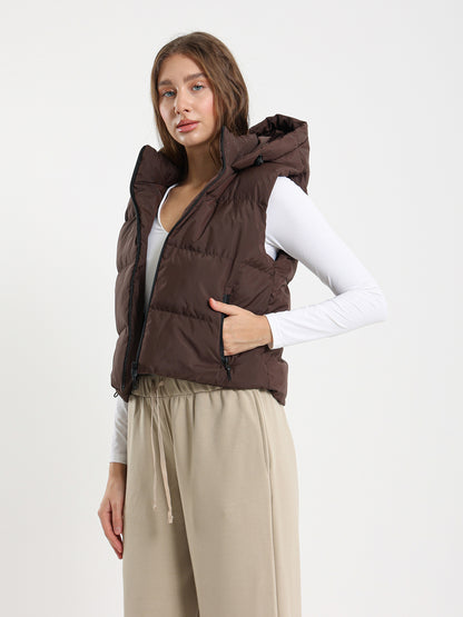 Rubberized Hooded Cropped Vest