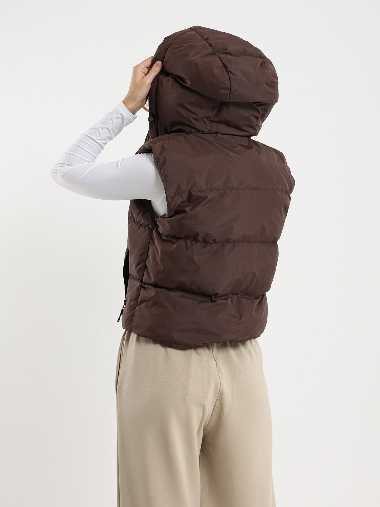 Rubberized Hooded Cropped Vest