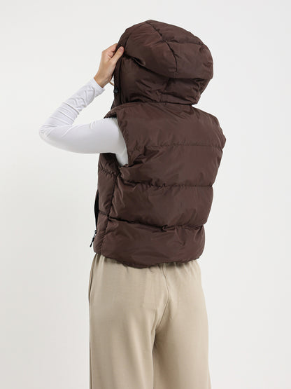 Rubberized Hooded Cropped Vest