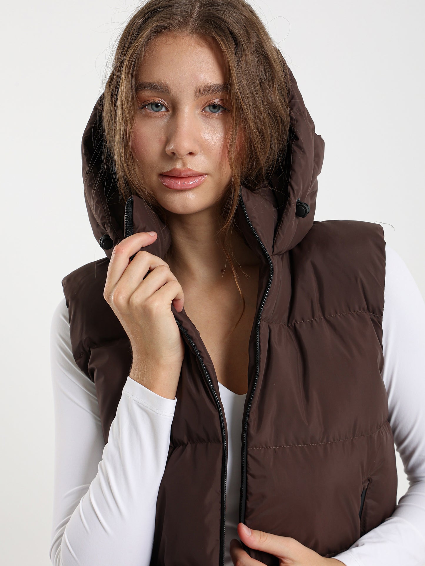 Rubberized Hooded Cropped Vest