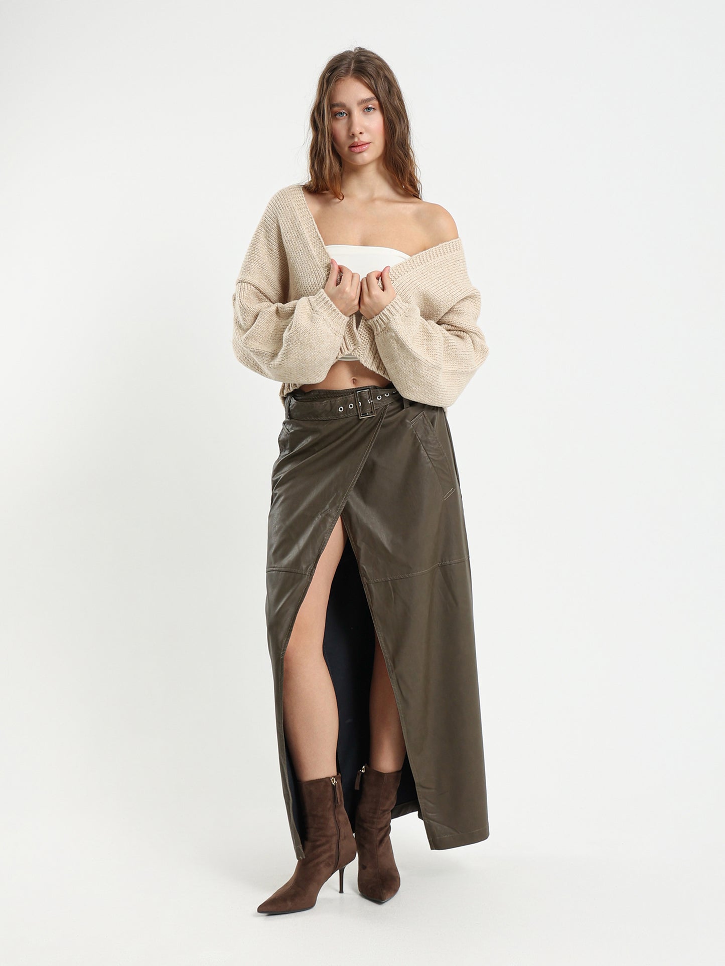 Maxi Open Leather Skirt