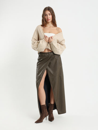 Maxi Open Leather Skirt