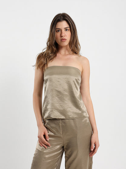 Loose Satin Top with Back Straps