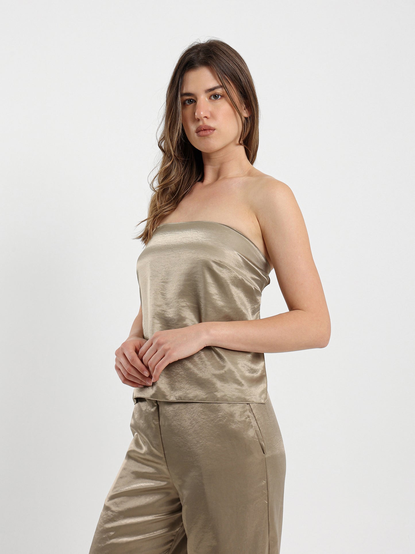 Loose Satin Top with Back Straps