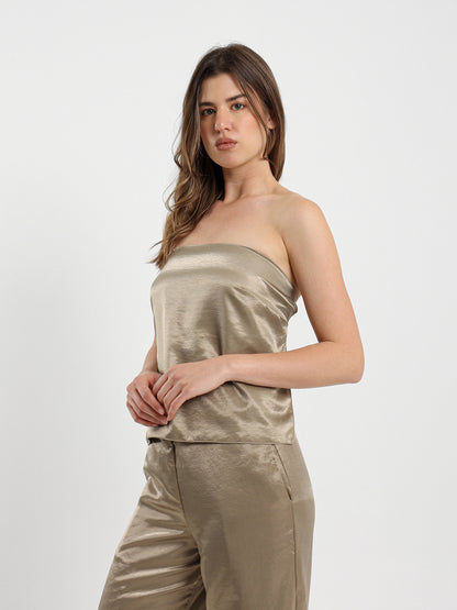 Loose Satin Top with Back Straps