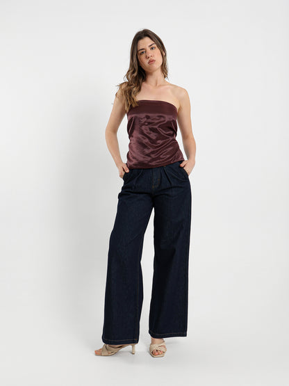 Loose Satin Top with Back Straps
