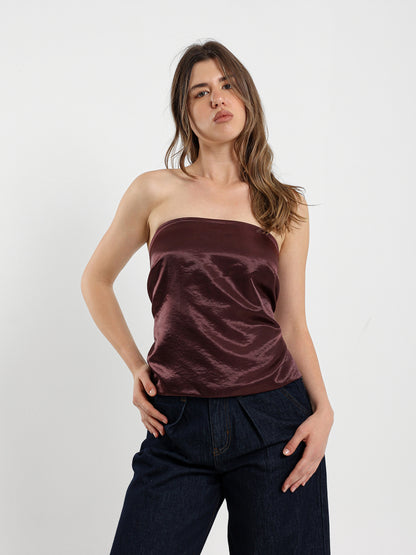 Loose Satin Top with Back Straps