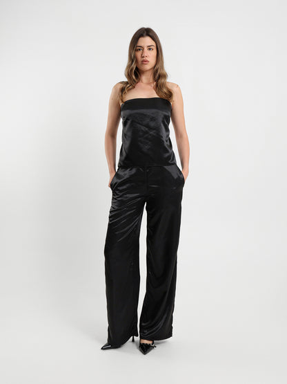 Loose Satin Top with Back Straps
