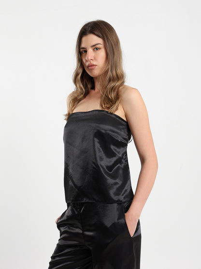 Loose Satin Top with Back Straps