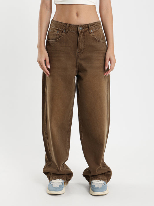 Oversized Baggy Jeans with Frayed Hem