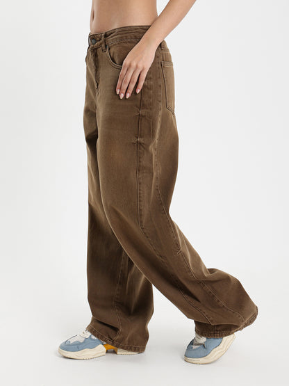 Oversized Baggy Jeans with Frayed Hem