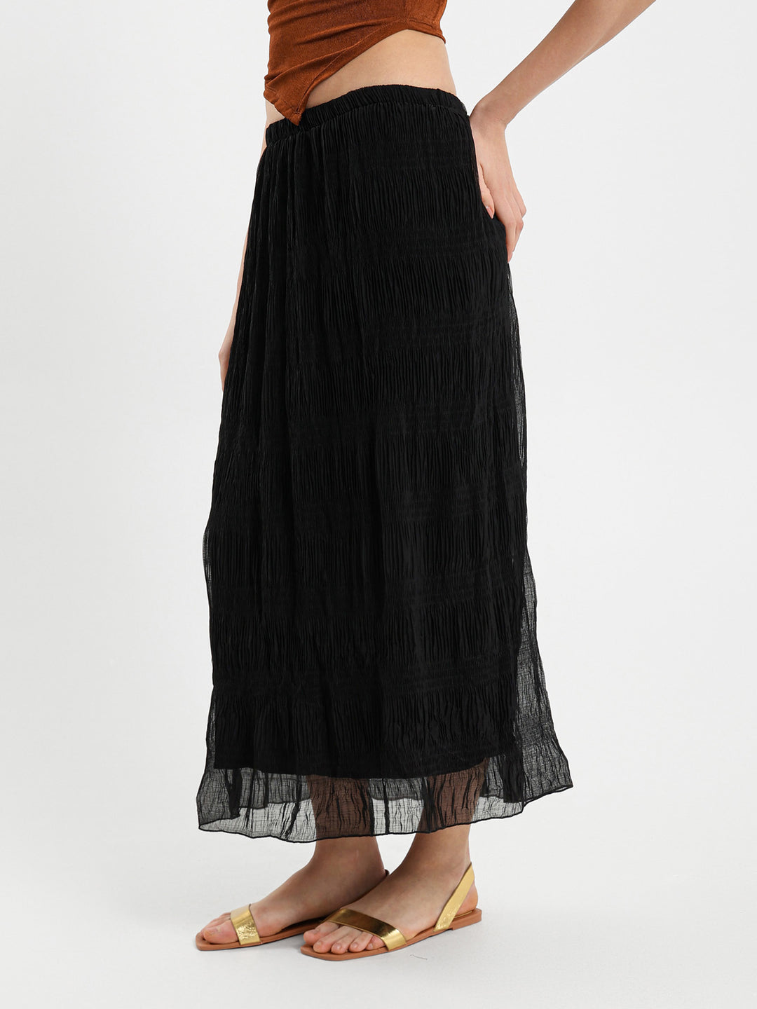 Low Waist Tiered Maxi Skirt