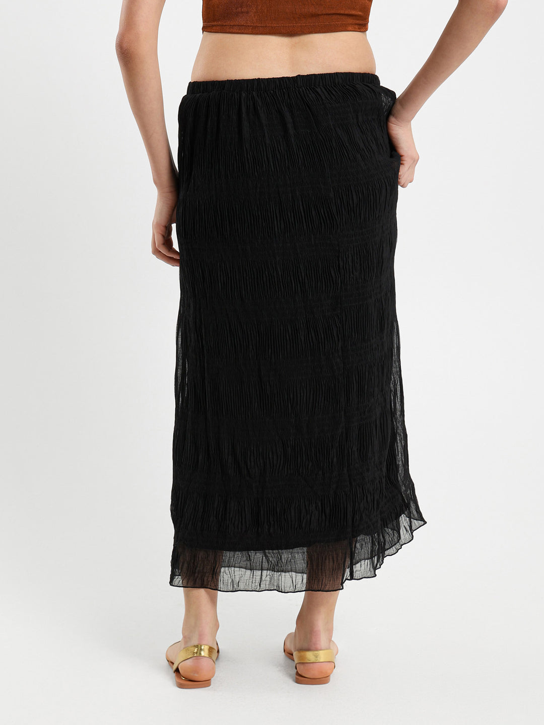 Low Waist Tiered Maxi Skirt