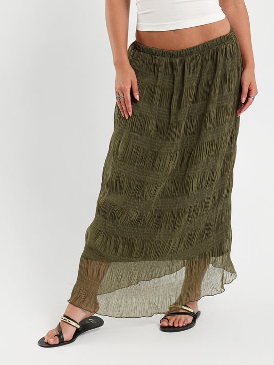 Low Waist Tiered Maxi Skirt