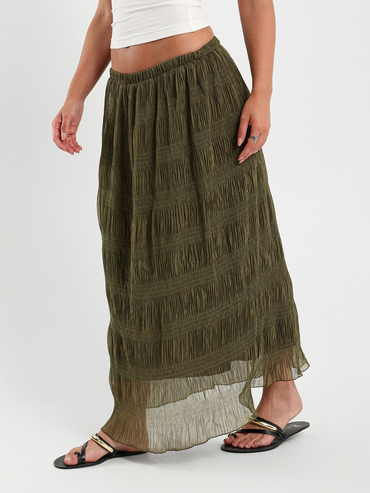 Low Waist Tiered Maxi Skirt