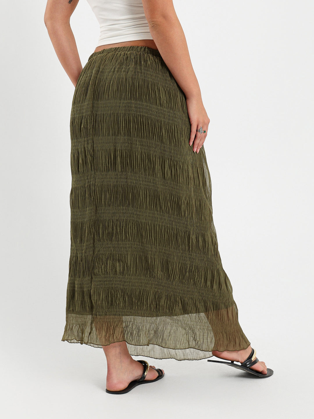 Low Waist Tiered Maxi Skirt
