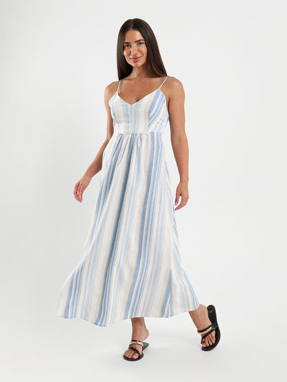 Striped V-Neck Maxi Dress