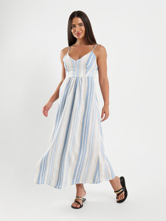Striped V-Neck Maxi Dress