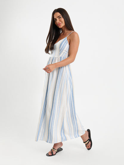 Striped V-Neck Maxi Dress