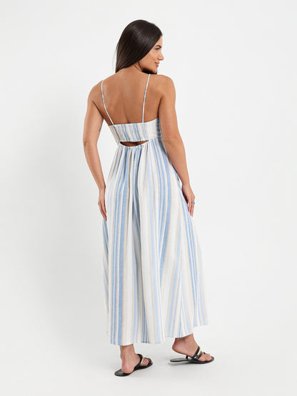 Striped V-Neck Maxi Dress