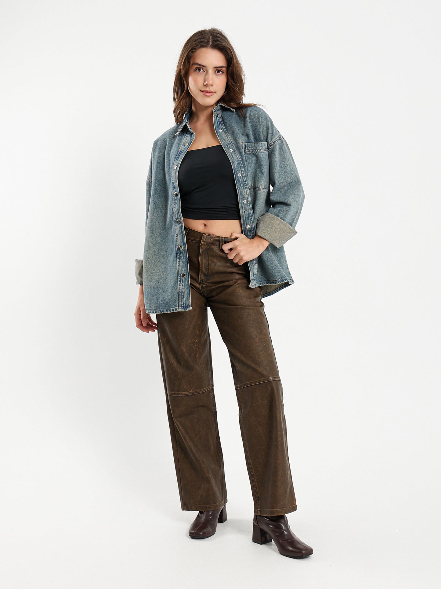 Vintage Wash Oversized Denim Shirt