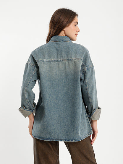 Vintage Wash Oversized Denim Shirt