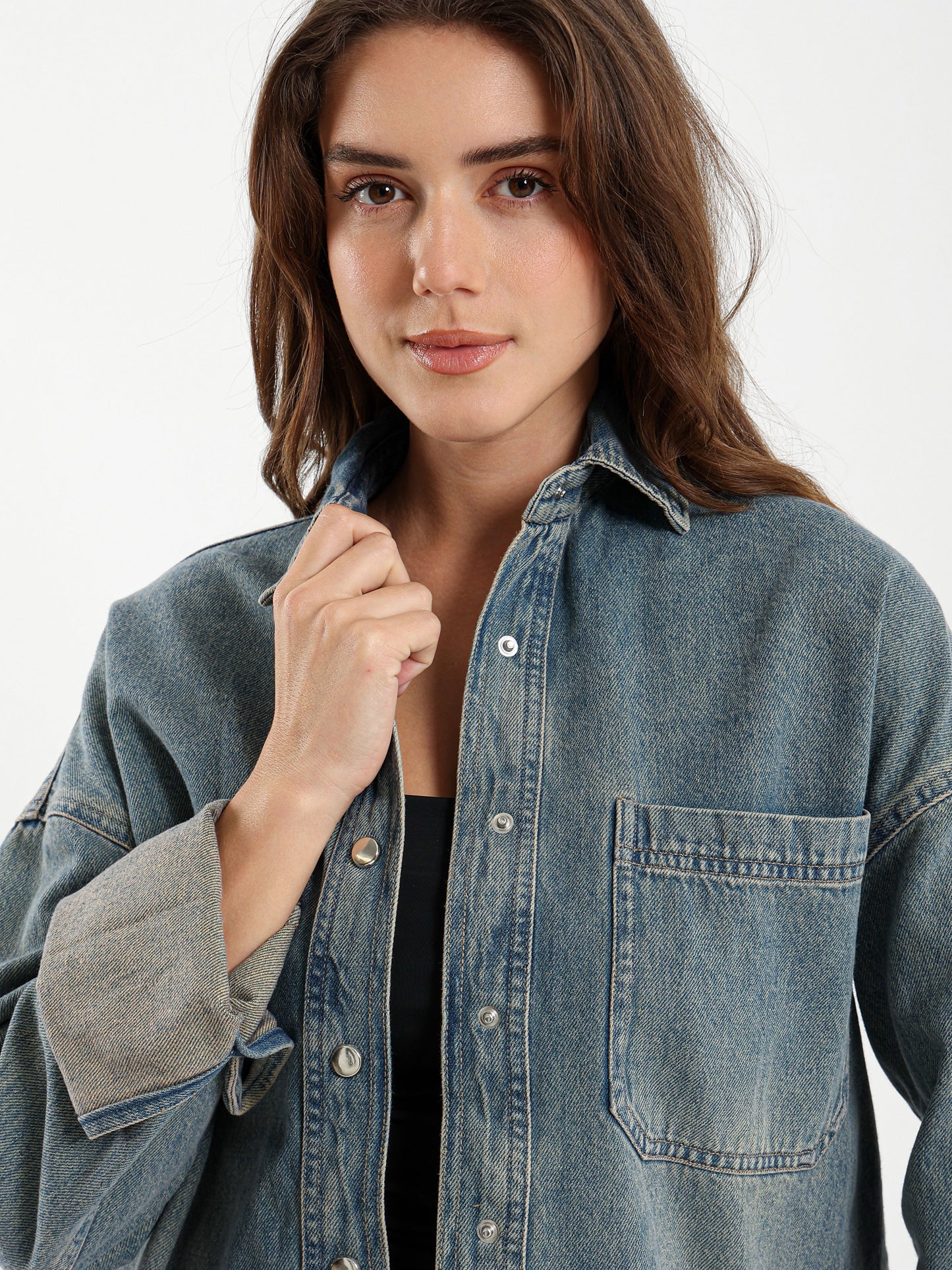 Vintage Wash Oversized Denim Shirt