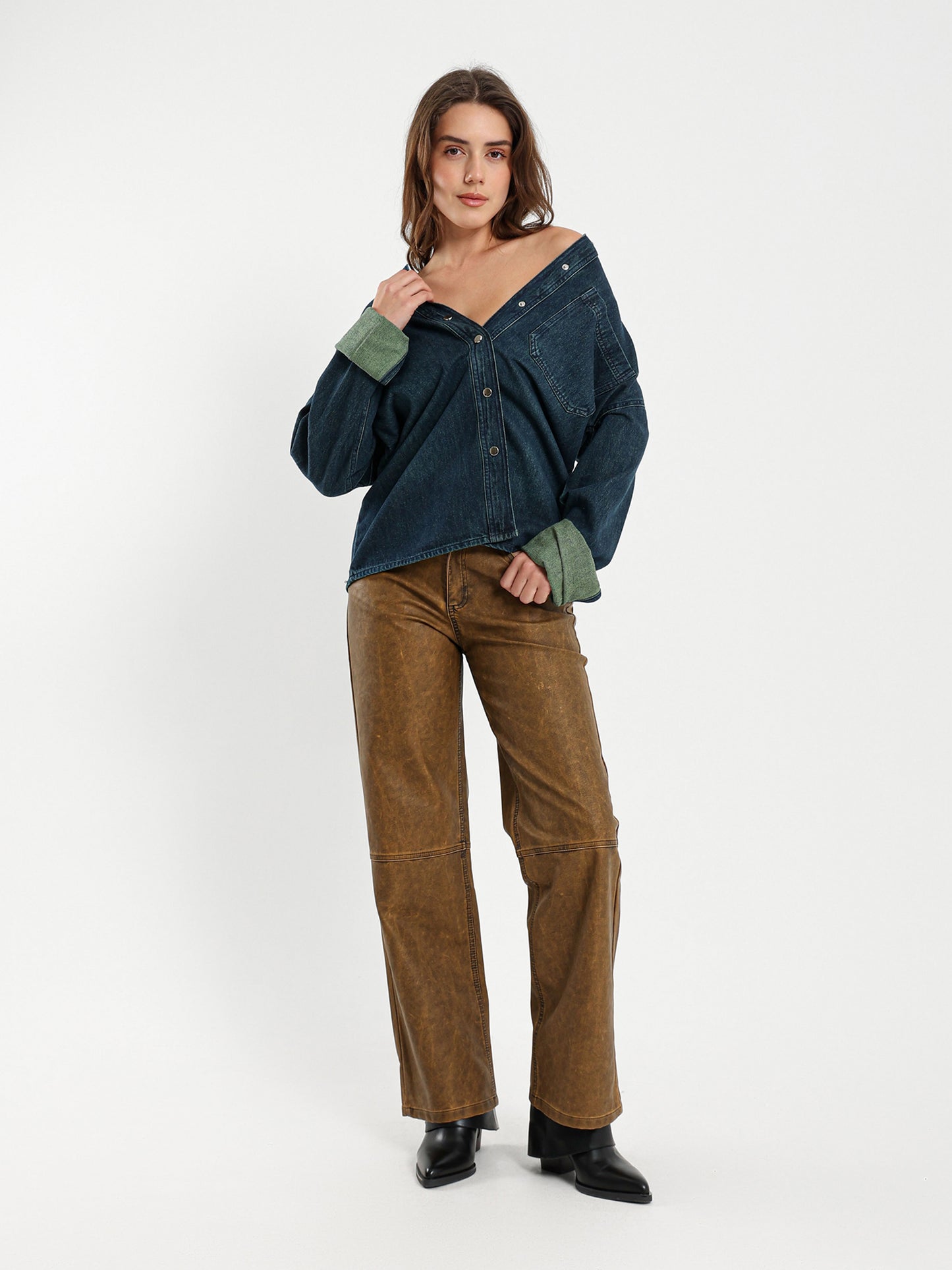 Vintage Wash Oversized Denim Shirt