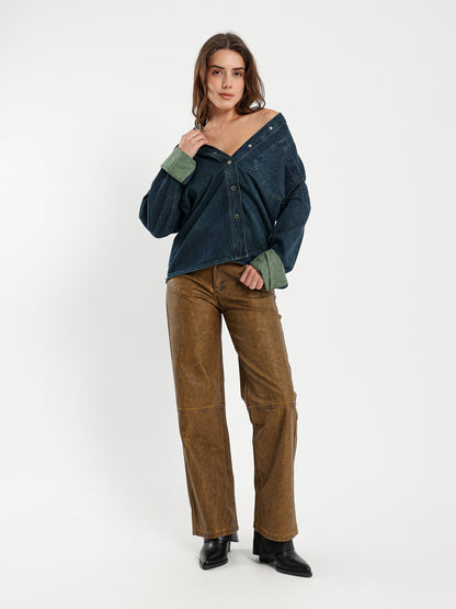 Vintage Wash Oversized Denim Shirt