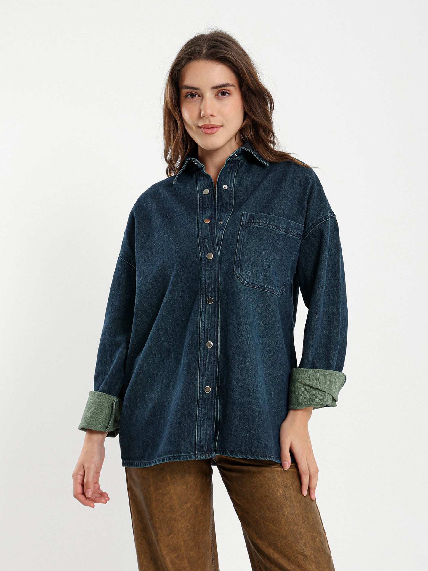 Vintage Wash Oversized Denim Shirt
