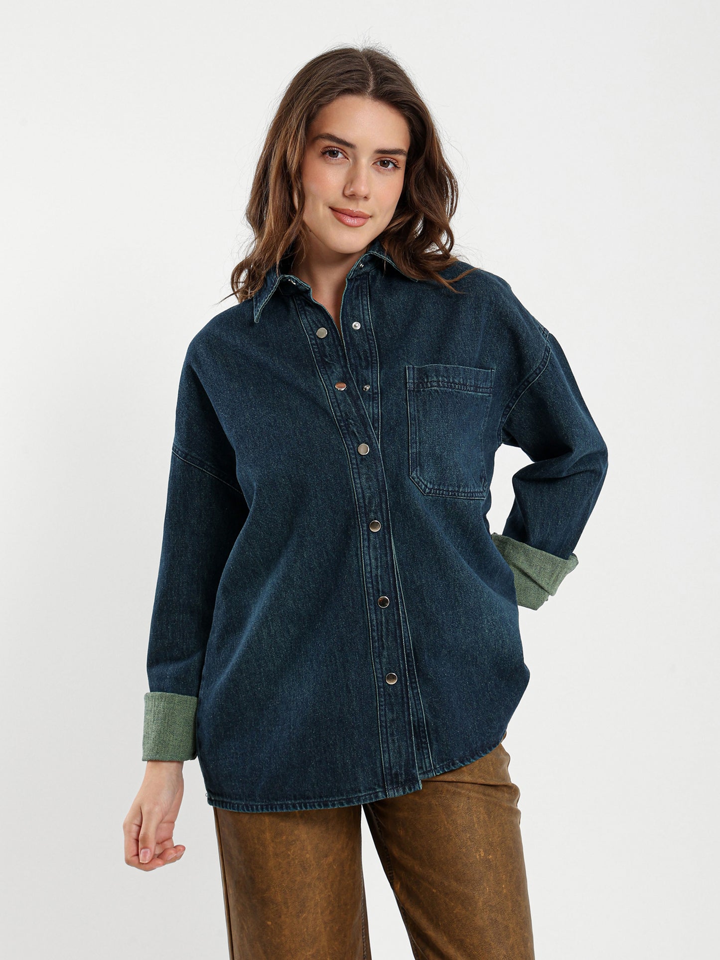 Vintage Wash Oversized Denim Shirt
