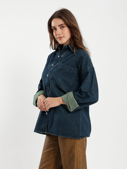 Vintage Wash Oversized Denim Shirt