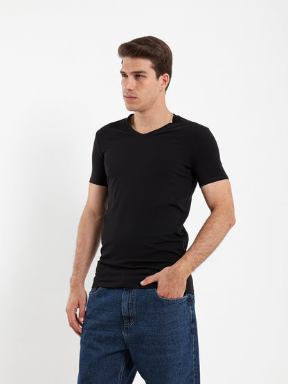 Basic Muscle Fit V-Neck T-Shirt