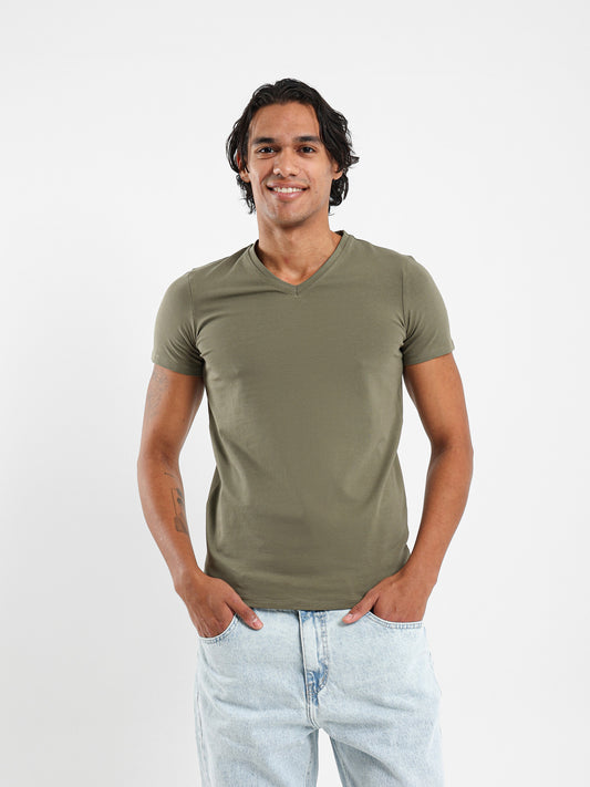 Basic Muscle Fit V-Neck T-Shirt