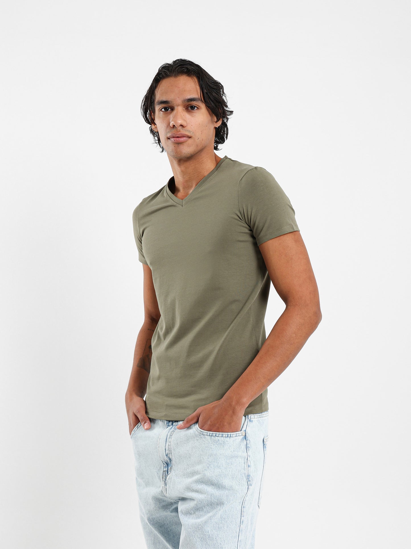 Basic Muscle Fit V-Neck T-Shirt