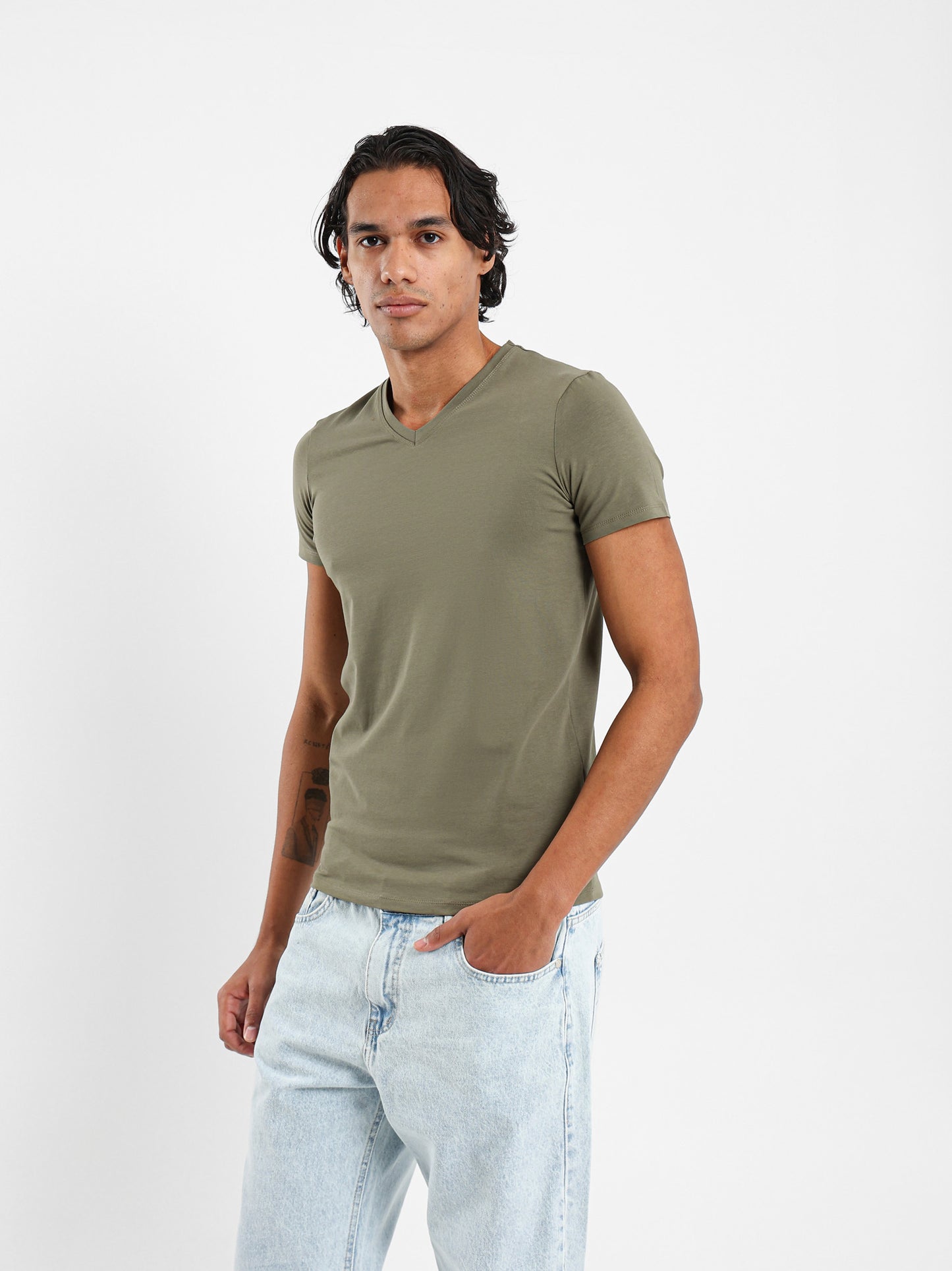 Basic Muscle Fit V-Neck T-Shirt