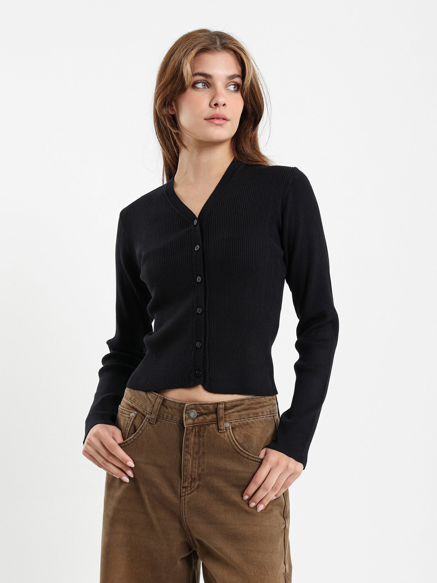 Fitted Ribbed Short Cardigan