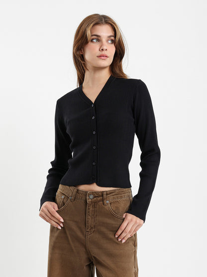 Fitted Ribbed Short Cardigan
