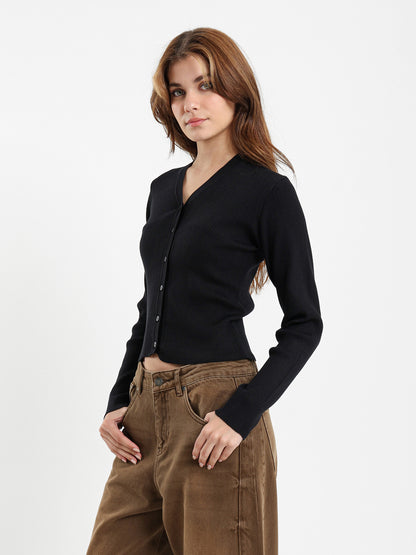 Fitted Ribbed Short Cardigan