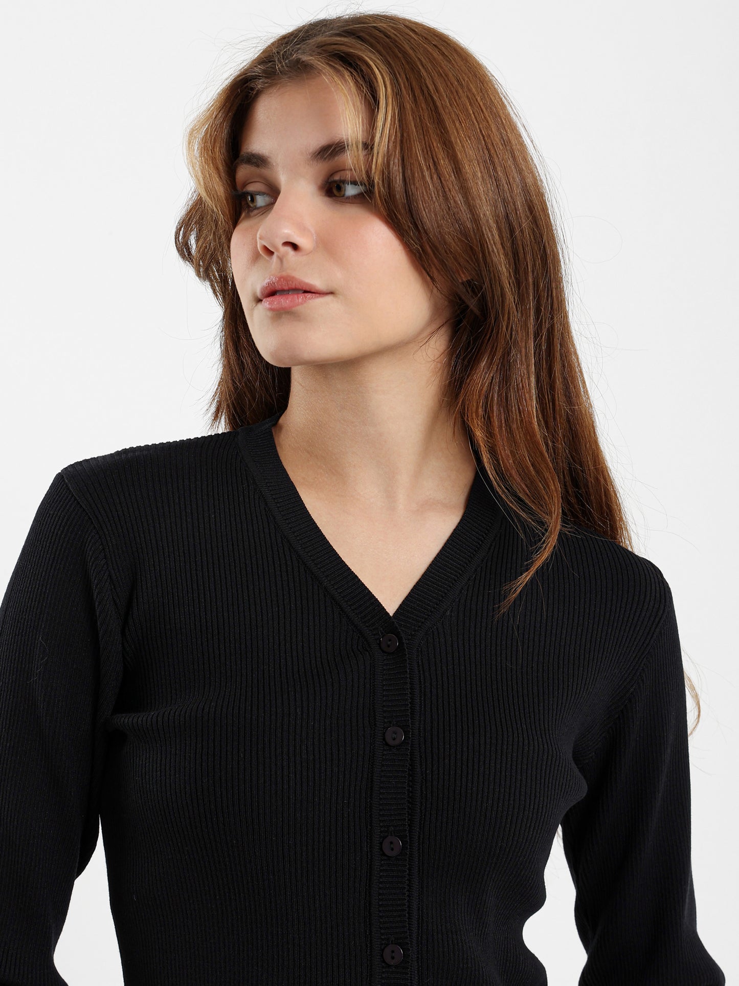 Fitted Ribbed Short Cardigan