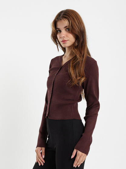 Fitted Ribbed Short Cardigan