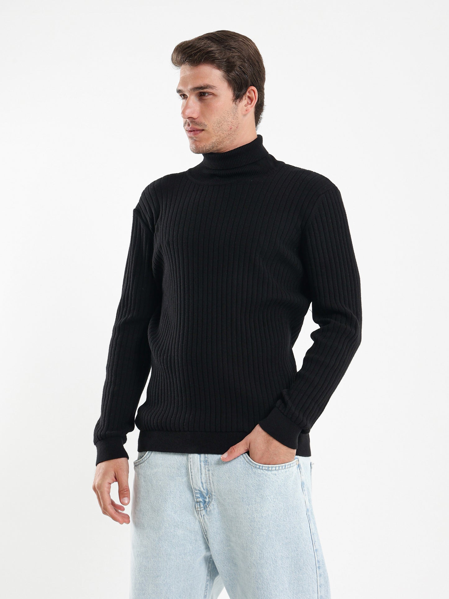 Basic Mock Neck Top with Unfinished Hem