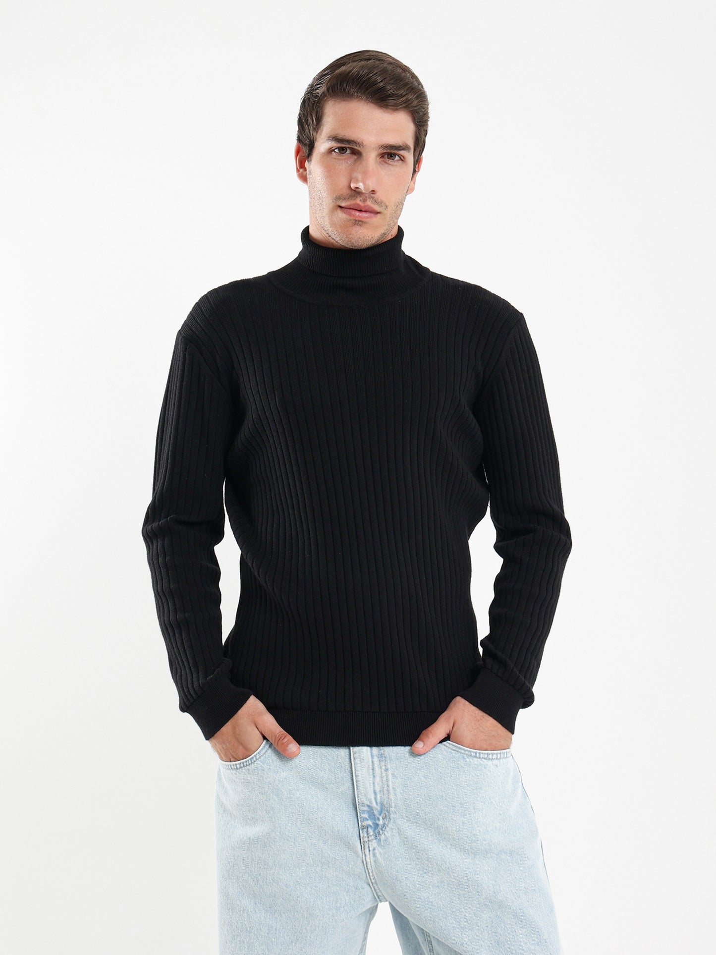 Basic Mock Neck Top with Unfinished Hem