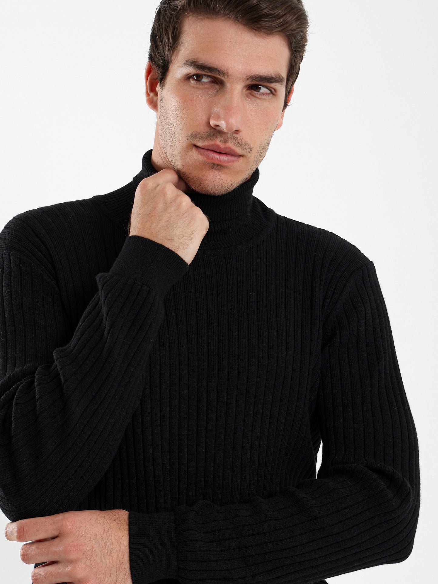 Basic Mock Neck Top with Unfinished Hem