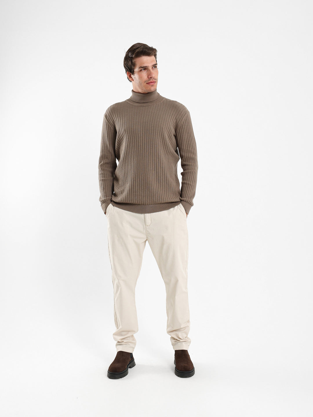 Basic Mock Neck Top with Unfinished Hem