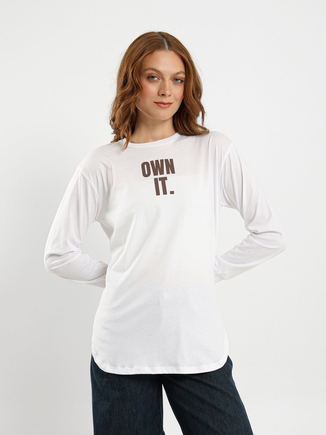 تيشيرت بكم طويل بطبعة "Own It"