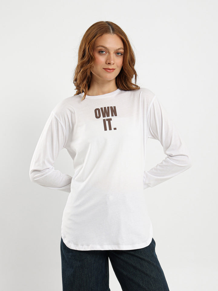 تيشيرت بكم طويل بطبعة "Own It"