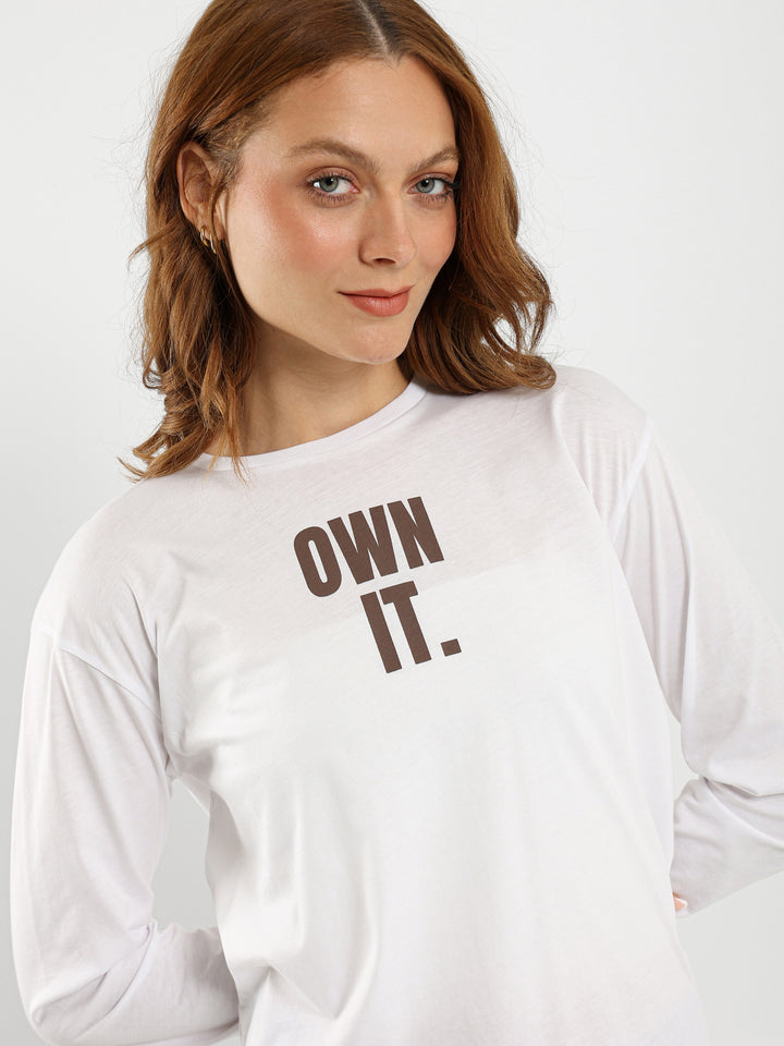 تيشيرت بكم طويل بطبعة "Own It"